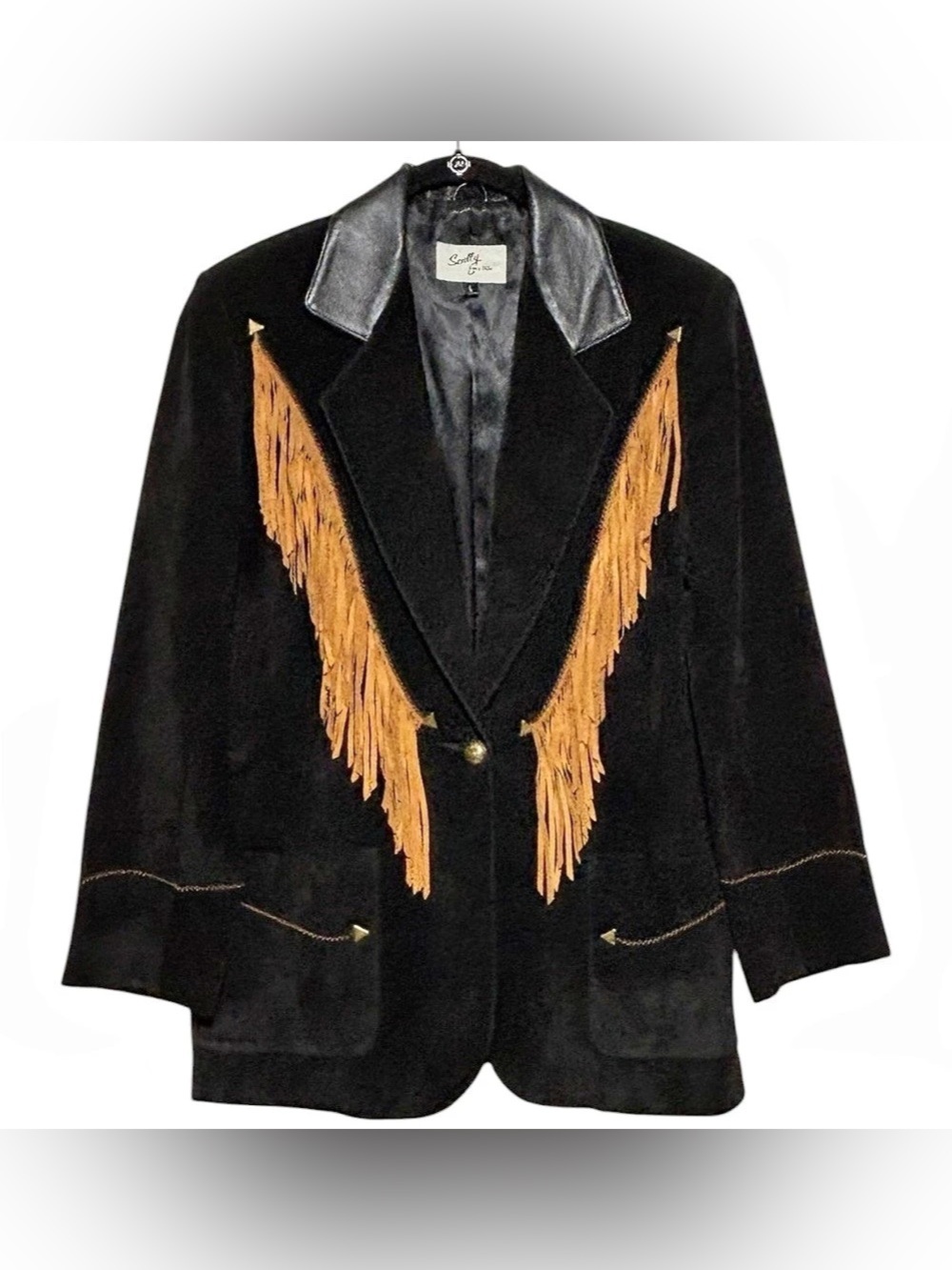 SCULLY Fringe Leather Suede Jacket Women’s Size Large Black Very Good Condition